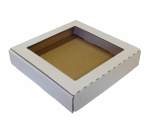 Papírdoboz, Önzáró, 113x113x22 mm, Fehér, 3 rétegű